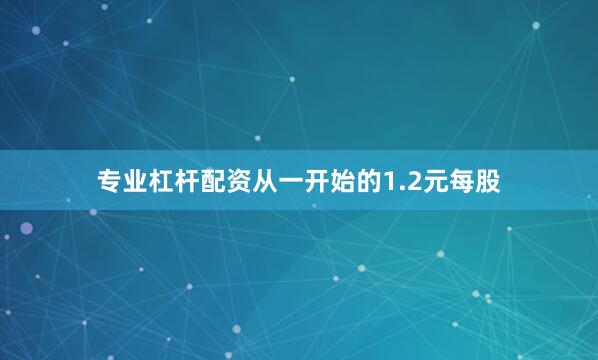 专业杠杆配资从一开始的1.2元每股